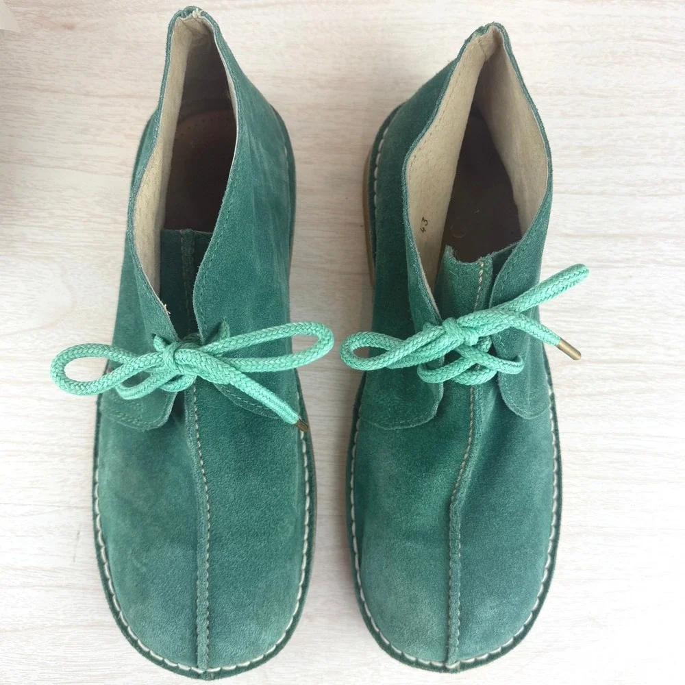 Vintage Mens Teal|Green Chukka Suede Boot|43|Gum Crepe Sole Rockabilly Spain